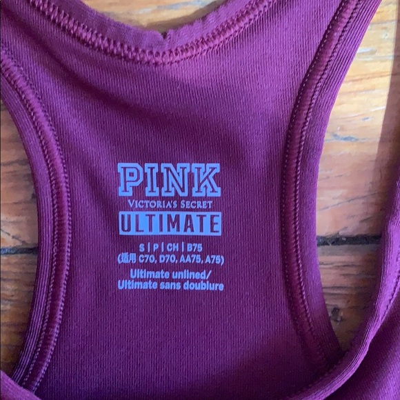 PINK Victoria secret gym top.  Burgundy color. - Picture 3 of 5